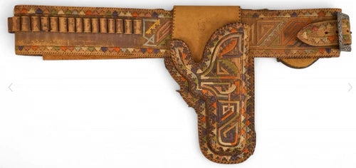 Antique Mexican Piteado Holster With Belt