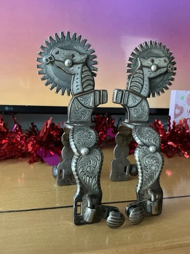 Western Contemporary Spurs Silver Overlay