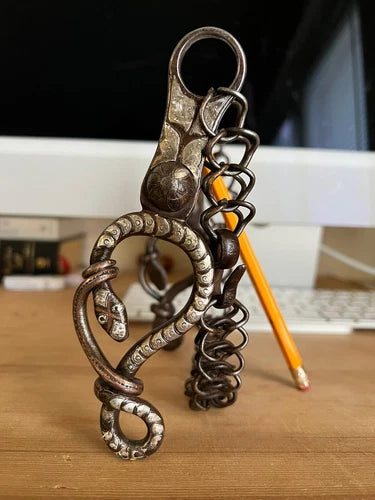 Antique Burro Bit w/ Snakes & Silver