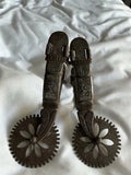 Antique Spanish Colonial Mexican Iron Spurs, Copper/Brass inlay, 19th C Mexican
