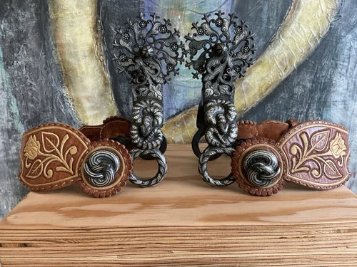 Antique Mexican Snake Spurs With Exquisite Rowels
