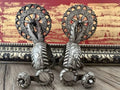 Antique Mexican Charro Forged Silver Spurs with Leather Straps